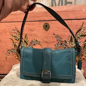 Coach Hampton Blue Leather Shoulder Bag